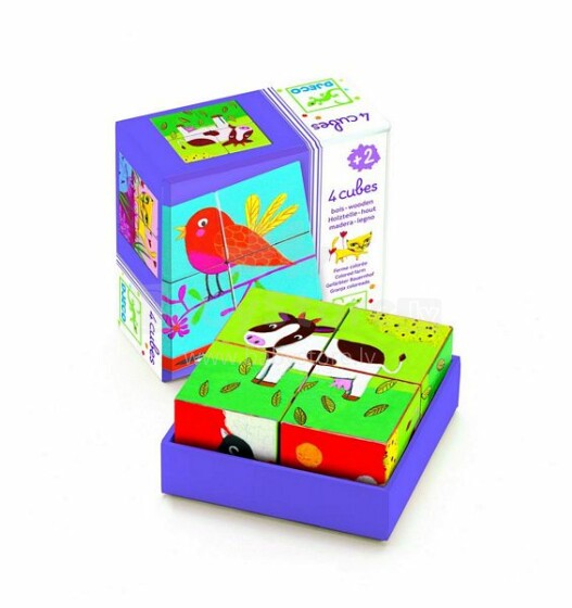 DJECO Educational wooden games Развивающая игра - кубики Meuh & co DJ01900