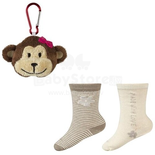 SOXO Baby Gift Set 0132 Подарочный набор 0-24м. Хлопковые стильные носки 2 пары + игрушка брелок