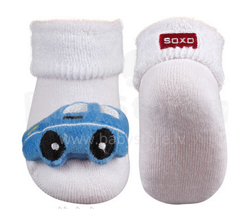 SOXO Baby 62907 kojinės 3D dvynukai su barškučiu 0-12
