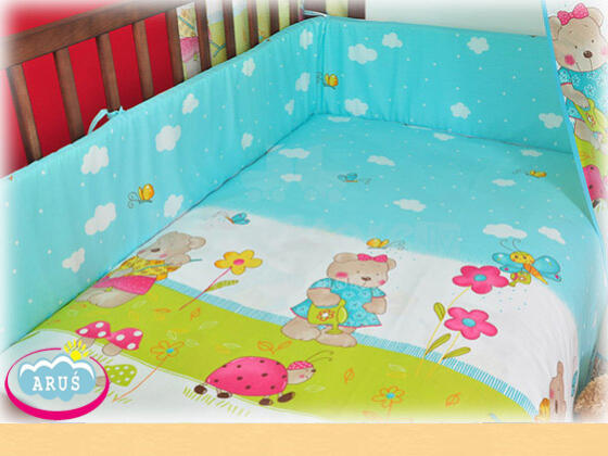 MimiNu Cotton bed linen set of 4 parts with canopy 135x100