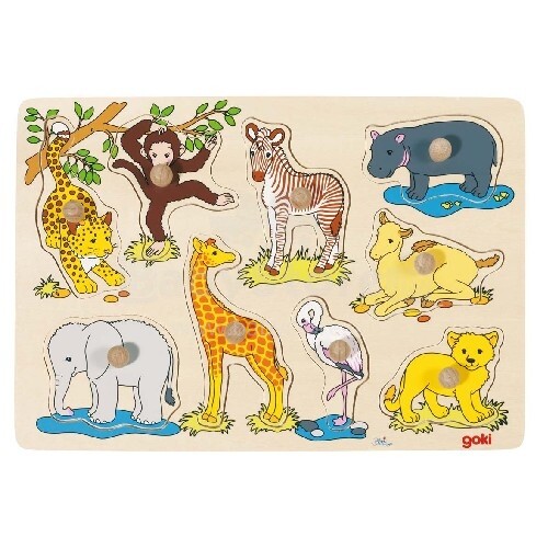 Goki VG57829 Lift out puzzle, african baby animals