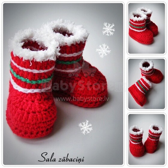 Du „Pekas Handmade Christmas Collection 2013“ megzti kūdikių batukai naujagimiams (rankų darbo)