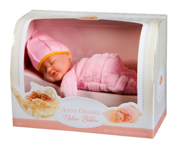 Anne Geddes Кукла авторская Спящий младенец в розовом ,20 см, AN 579133