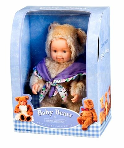 Anne Geddes Кукла авторская младенец Мишка Teddy с шарфом ,23 см, AN 542951