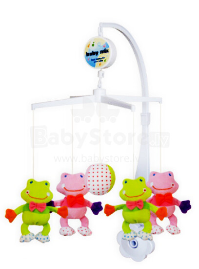 „Baby Mix Froggies Art.339M“ muzikinis mobilus karuselės miuziklas su pliušiniais elementais