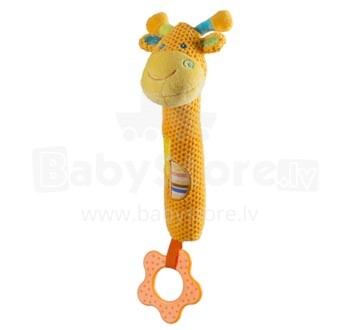Žaislas „Babyono 1333“ iš veliūro su pypsėjimu ir danties žiedu Žirafa