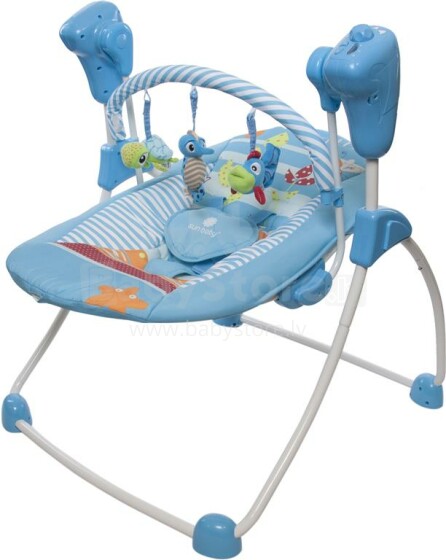 SunBaby Art. TY-001 Bērnu krēsls-šūpulis (šūpuļkrēsliņš) ar regulējamo ātrumu, mūziku un rotaļlietu loku