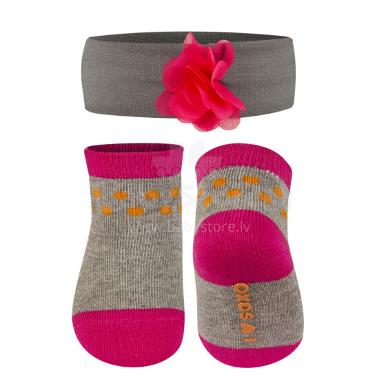 SOXO Baby 64512 Комплект Хлопковые стильные носки для девочки 0-12м. + лента на голову