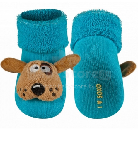 SOXO Baby 65861 3D gyvūnų kojinės su barškučiu 0-12