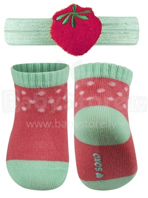 SOXO Baby 65014 Комплект Хлопковые стильные носки для девочки 0-12м. + лента на голову