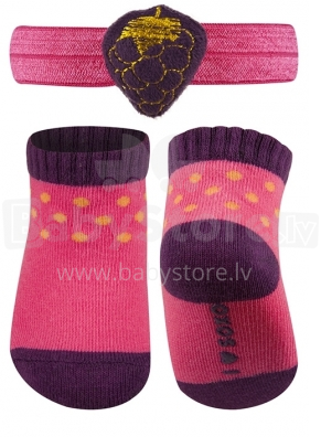 SOXO Baby 65014 Комплект Хлопковые стильные носки для девочки 0-12м. + лента на голову
