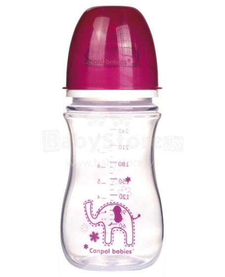 Canpol Babies36/206 Plastmasas pudelīte 240ml 3-6 m.+BPA, ar silikona knupīti