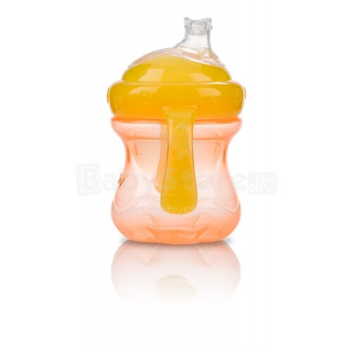 „Nuby“ menas. 9925 „Orange Cup“, skirtas kūdikiams nuo 6 mėnesių amžiaus su minkštu dangteliu 240 ml