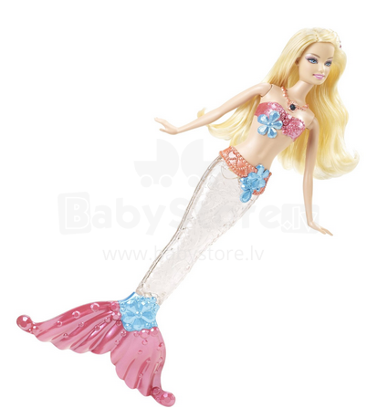 Barbie by Mattel Sparkle Lights Mermaid V7046 Lelle Barbija Mirdzošā nāriņa blondīne