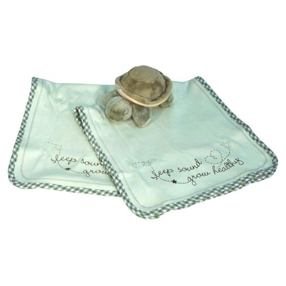 Cloud B Art. 7172-BT Burp Cloth Gift Set - Natural  2 pc set w/ Baby Sheep rattle Bērnu dāvanu komplekts - 2 dvieļiši + mīksta rotaļlieta