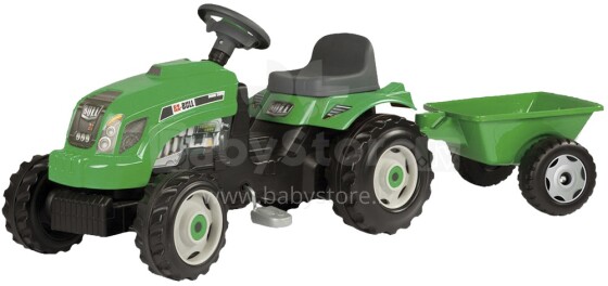 „Smoby GM Bull 033329S“ žalias traktorius su priekaba