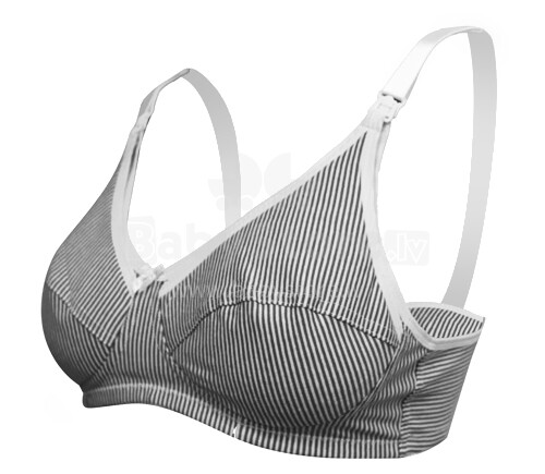 Gray Stripes Cotton Art.64287 Бюстгальтер для кормления с отстёгивающейся плотной чашкой и  стабильной поддержкой груди.