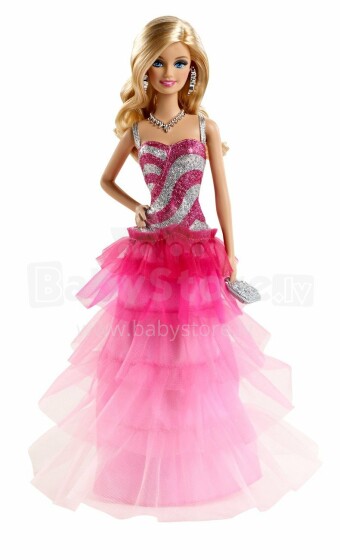 Mattel Barbie Pink & Fabulous Ruffle Gown Dress Doll Art. BFW16B Lelle Barbija 'Modīga kletā'
