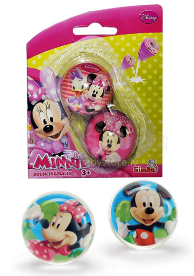 Simba Minnie Mouse 107050148  Bouncing Balls Kaučuka bumbiņu komplekts 4,5cm. (bumbas 2 gb.)