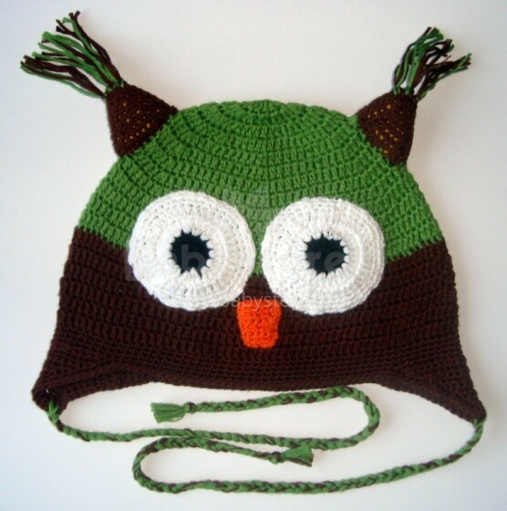 „Happy Ulula“ rankų darbo „Happy Owl 44“ megzta kepurė, 44-55cm dydžio (rankų darbo)