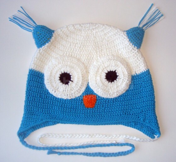 „Happy Ulula“ rankų darbo „Happy Owl 51“ megzta kepurė, 44-55cm dydžio (rankų darbo)