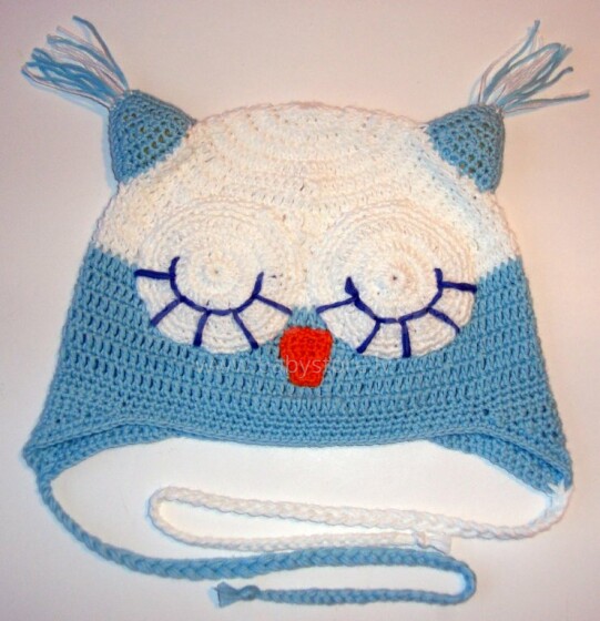 „Happy Ulula“ rankų darbo „Happy Owl 60“ megzta kepurė, 44-55cm dydžio (rankų darbo)