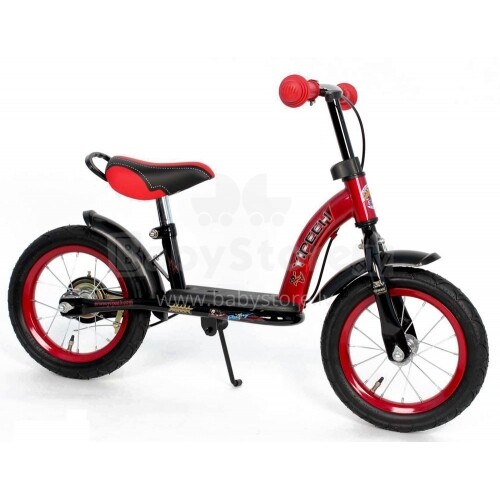 Vaikiškas motoroleris „Yipeeh Racing Red Black 530 Balance Bike“ su matiniu rėmeliu 12 '' ir stabdžiais