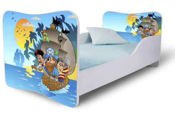 Nobi Pirates  Bērnu stilīga gulta ar matraci 144x74 cm