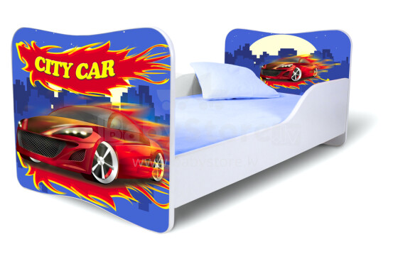 Stilinga „Nobi Cars“ vaikų lova su čiužiniu 144x74 cm