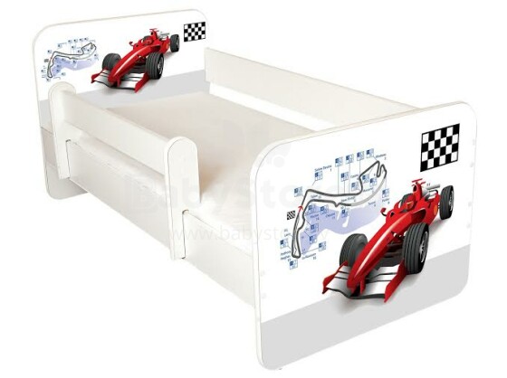 AMI Formula Bērnu stilīga gulta ar noņemamu maliņu un matraci 144x74cm