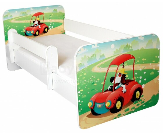 AMI Transport Bērnu stilīga gulta ar noņemamu maliņu un matraci 144x74cm