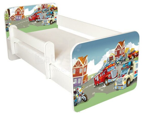 AMI Transport Bērnu stilīga gulta ar noņemamu maliņu un matraci 144x74cm