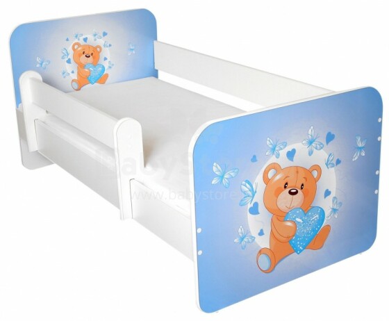 AMI Love Bērnu stilīga gulta ar noņemamu maliņu un matraci 144x74cm