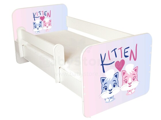 Stilinga „AMI Kitten“ vaikų lova su nuimamu kraštu ir čiužiniu 144x74cm