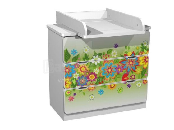 AMI 3S Flowers Детский  стильный  комод с пеленальной поверхностью 82x80x45,5см