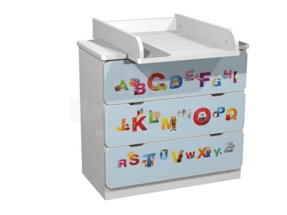AMI 3S abėcėlės Stilinga vaikų komoda su persirengimo stalu 82x80x45,5cm