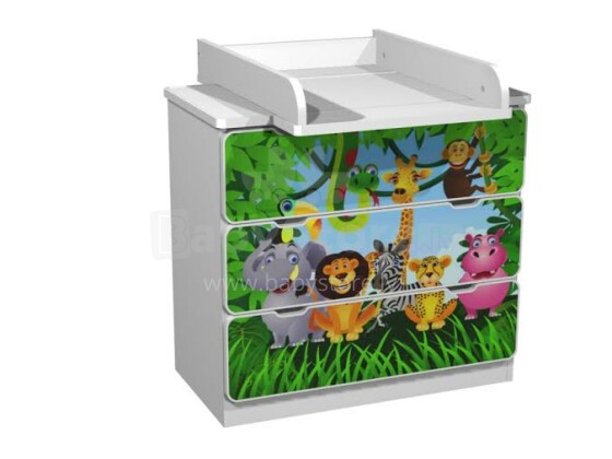AMI 3S Zoo Bērnu stilīga kumode ar pārtinamo galdiņu 82x80x45,5cm