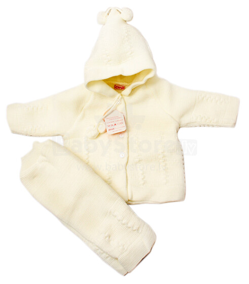 „BebeKid 8344“ megztos kūdikių kostiumo kelnės kūdikiui + striukė (68-80 cm)