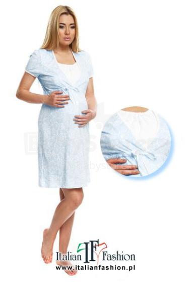 Italijos mados „Lukrecja“ motinystės / slaugos naktiniai marškiniai trumpomis rankovėmis