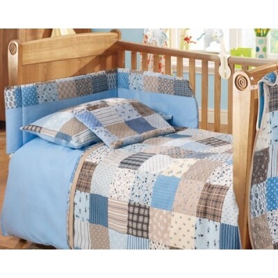 Baby Matex Patchwork Blue Art.66251  Комплект детского постельного белья из 3-х частей