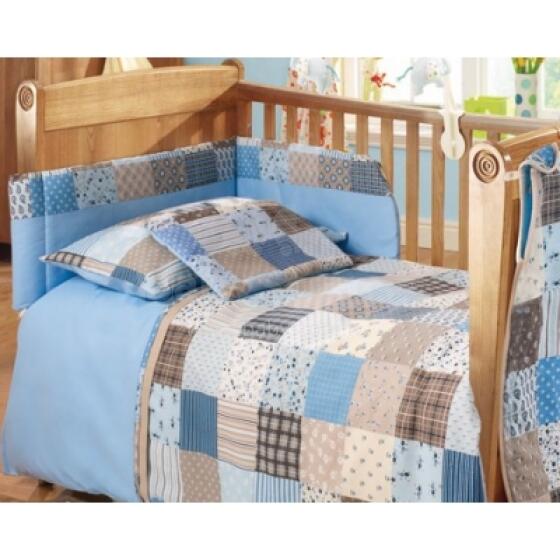 Baby Matex Patchwork Blue Art.66251 Gultas veļas komplekts 3 -dalīgs