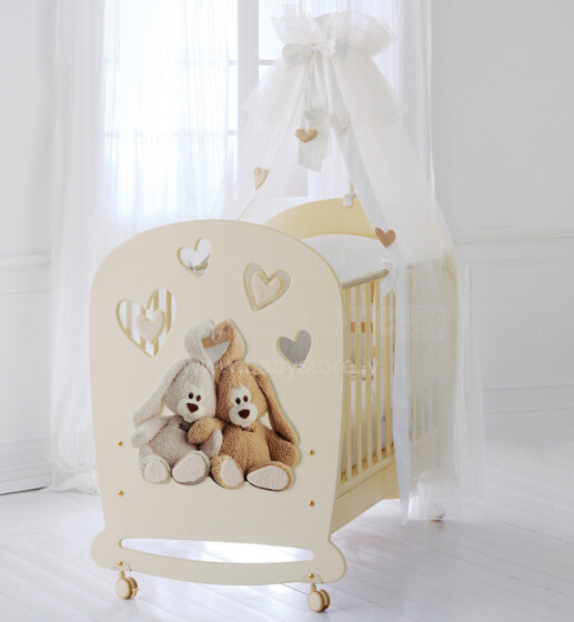 Baby Expert Cremino Lux by Trudi Cream Art.66258 Swarovsky Детская  элегантная кроватка на колесиках