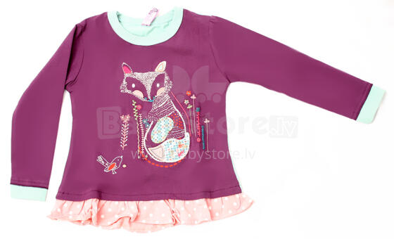 BebeKids 8376 Meiteņu kokvilnas T-Krēkls ar garajām piedurknēm   ( 86,92 cm. )