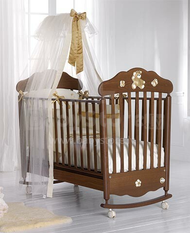 Baby Expert Ceramics Bijoux Walnut/Gold  Детская эксклюзивная кроватка -качалка