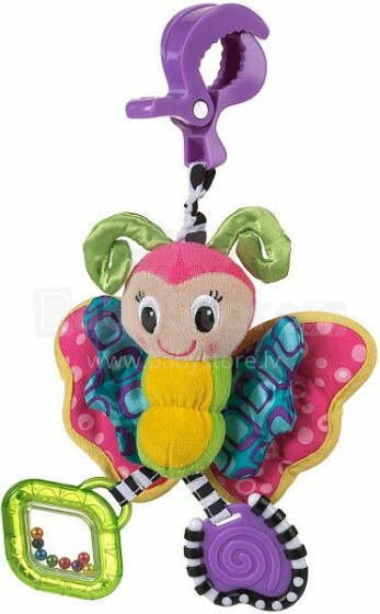 Playgro Art. 0182851 Разноцветная игрушка с клипсой и погремушками Бабочка