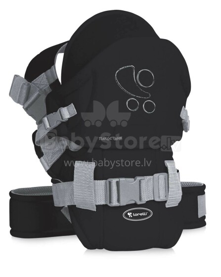 „Lorelli & Bertoni Traveler Comfort“ juoda kengūros krepšys nuo 3 iki 9 kg