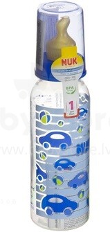 Nuk Classic Art.10741417 Plastikinis butelis su latekso čiulptuku 1 dydis (0-6 mėn.) 240 ml.