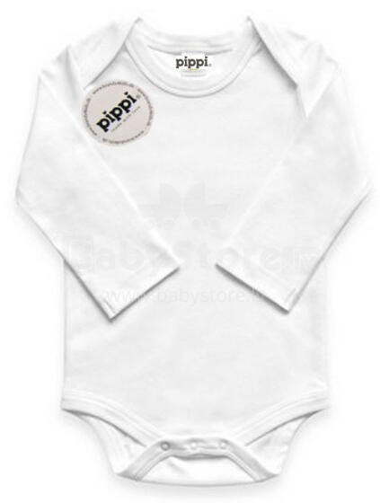 Pippi Art.1476-100 Baby Body White Zīdaiņu Bodijs ar garajām piedurknēm (56-68)