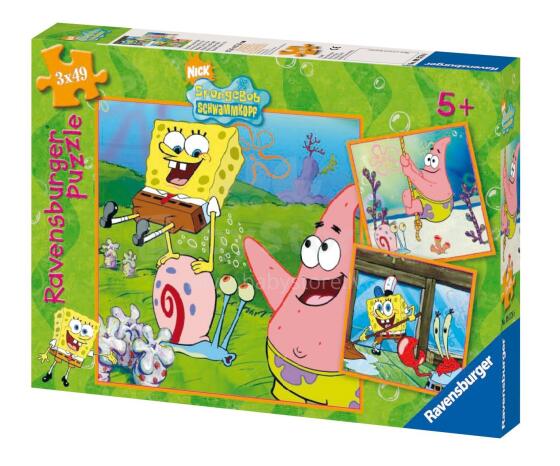 Ravensburger Art.093786 Sponge Bobs Пазл Спанч Боб 3 x 49 