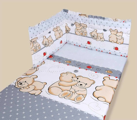 MimiNu Baby Bear Grey Комплект детского постельного белья из 2х частей 100x135 cm